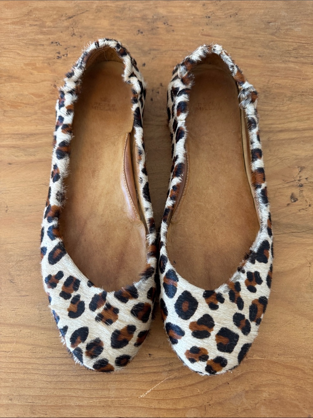 Peter Millar Leopard-Print Ballet Flats in Brown and Black, calf hair.